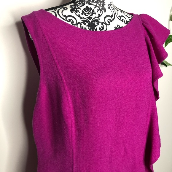 St. John Side Ruffle Sleeveless Knit Dress - Picture 2 of 8